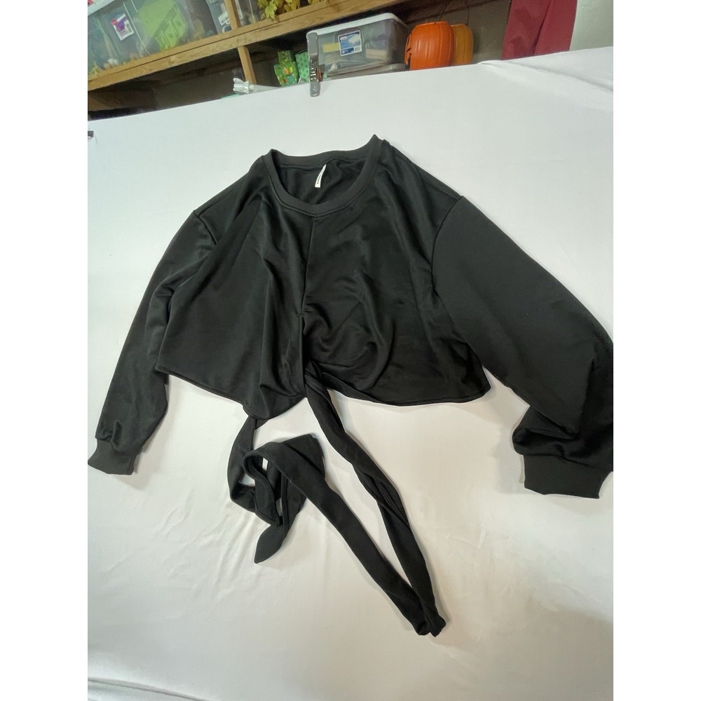 Halara 2x Women's Black Sweatshirt Criss Cross Tie Detail Lightweight